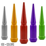 32 Pc 14x1.5 7-Spline Spike Lug Nuts 4.5" Tall - Powder Coated + Key Socket