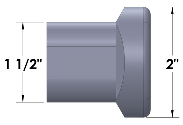 7/8-14 Left Hand Thread Tube Insert for 1 1/2 Inch ID Square Tubing (ROUND HEAD)