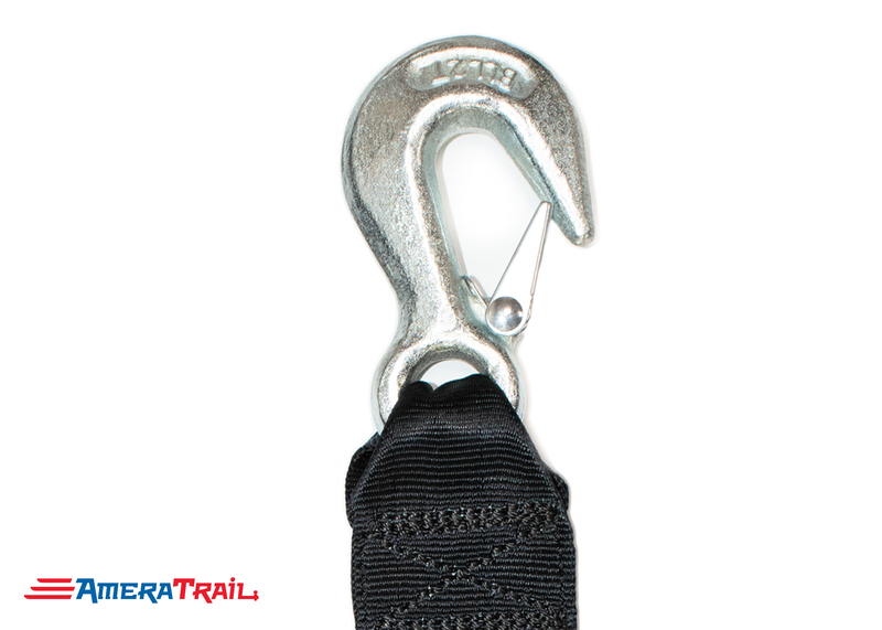 Winch Strap, 20' x 2" w/ Latch Hook, 3,000 lb. Capacity - Black