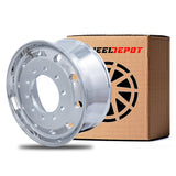 22.5x9 Truck Wheel Flat Face 16pcs Forged Aluminum Rims $342 each BULK PRICE Polished Front Hub Pilot