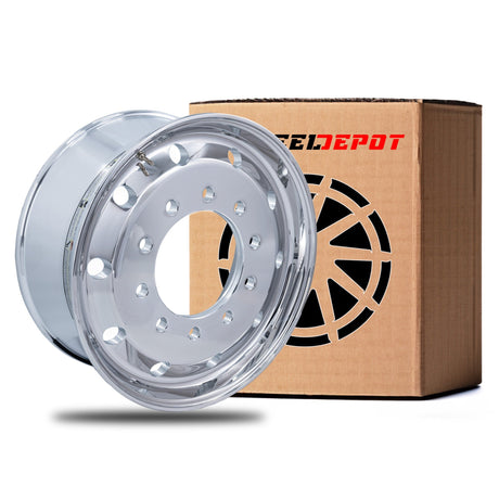 22.5x9 Truck Wheels Flat Face 2pcs Forged Aluminum Rims $350 each BULK PRICE Polished Front Hub Pilot