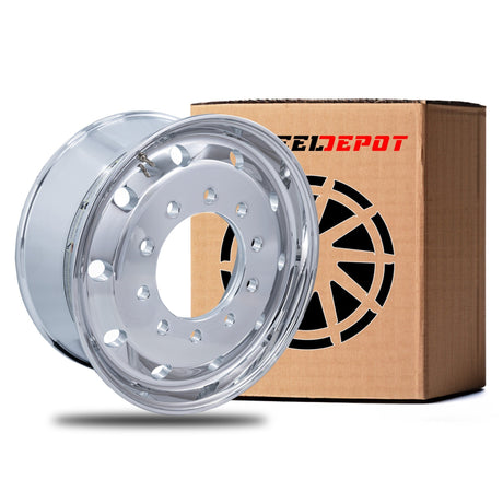 22.5x9 Truck Wheel Flat Face 16pcs Forged Aluminum Rims $342 each BULK PRICE Polished Front Hub Pilot
