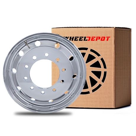 22.5x9 Truck Wheel Flat Face 16pcs Forged Aluminum Rims $342 each BULK PRICE Polished Front Hub Pilot
