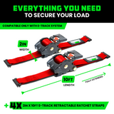 2" x 10' Retractable E-Track Ratchet Straps