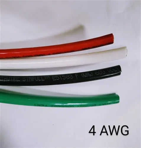 25' FEET EA THHN THWN-2 4 AWG GAUGE RED BLACK GREEN WHITE COPPER BUILDING WIRE AC/DC WIRE AND SUPPLY