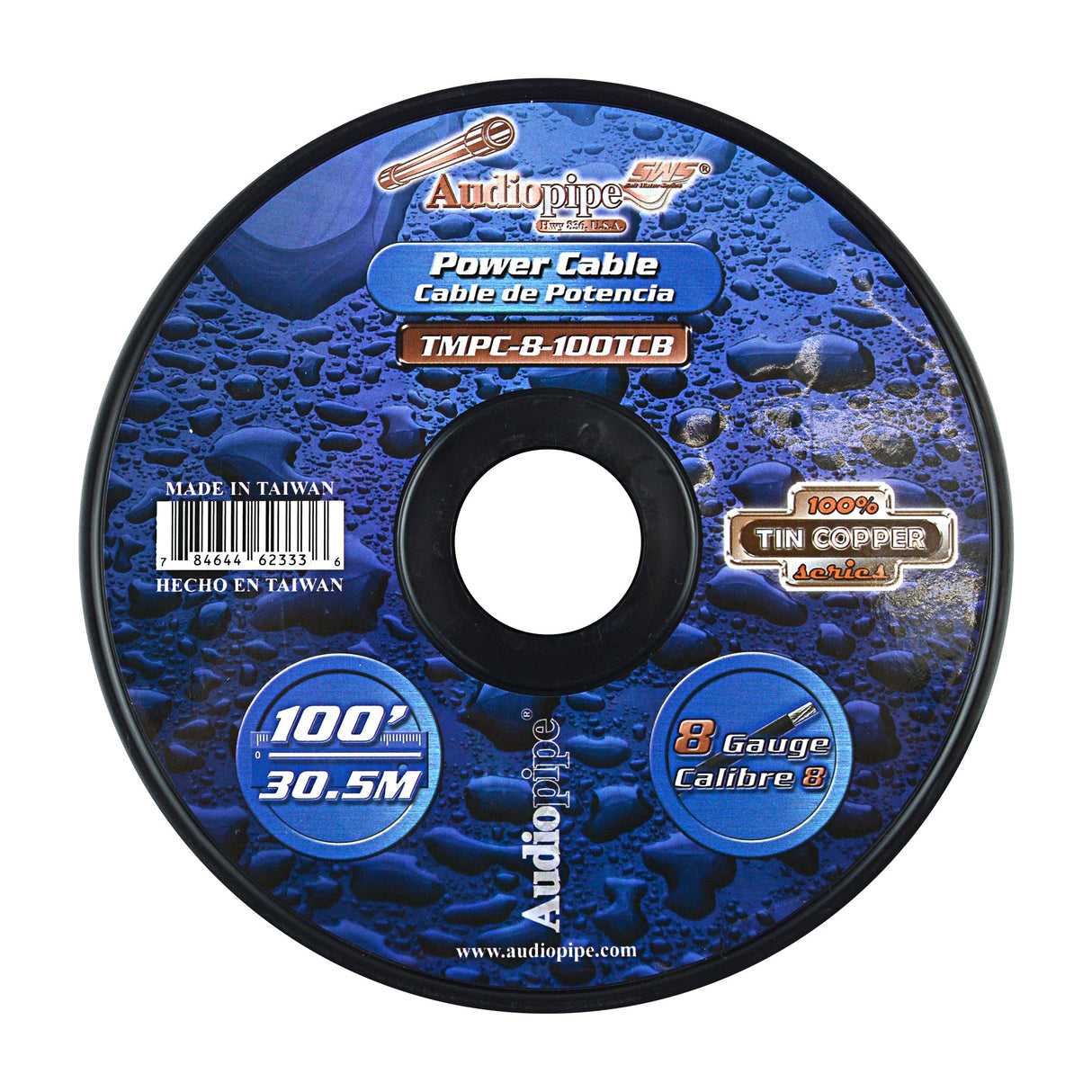 Marine 8 Gauge Power Cable (TMPC-8-100TCB) Audiopipe