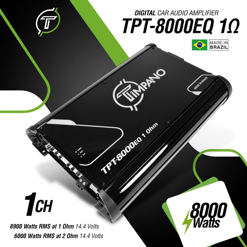 Timpano 1 Channel TPT-8000EQ 1 Ohm Car Audio Amplifier Timpano