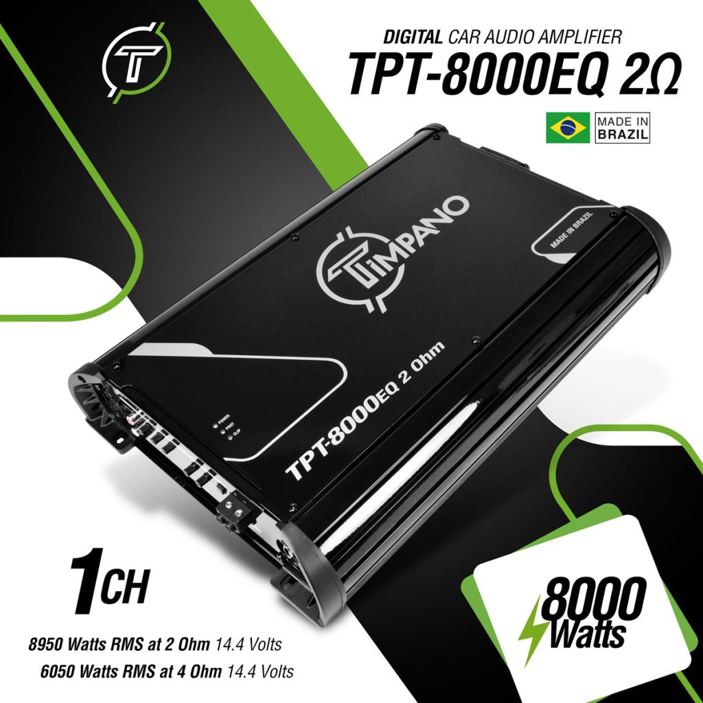 Timpano 1 Channel TPT-8000EQ 2 Ohms Car Audio Amplifier Timpano