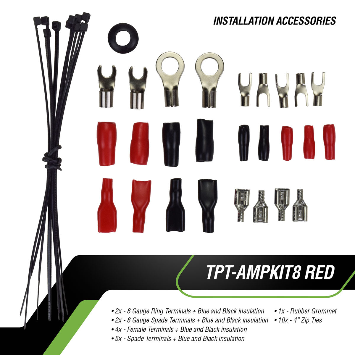 TPT-AMPKIT8 RED Amplifier Wiring Kit Timpano Audio