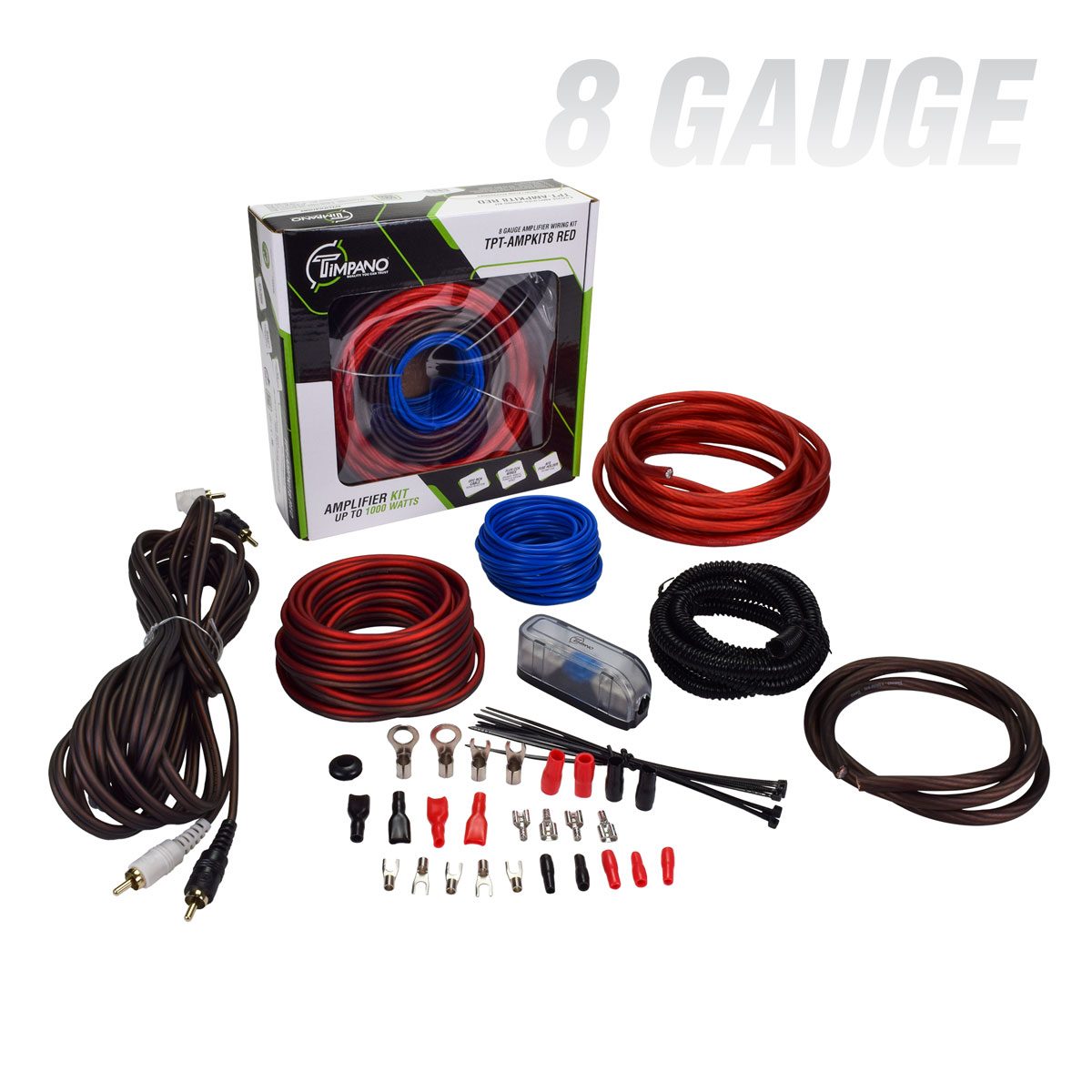 TPT-AMPKIT8 RED Amplifier Wiring Kit Timpano Audio