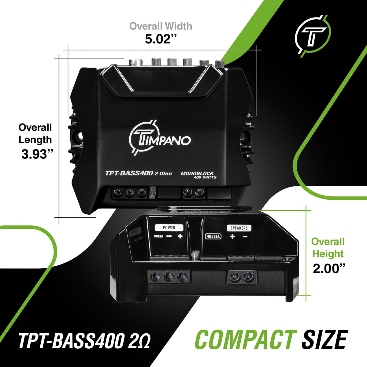TPT-BASS400 2 Ohm Amplifier FREE GIFT Timpano Audio
