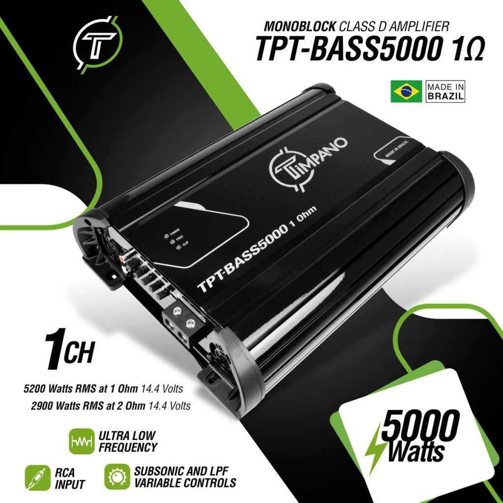Timpano 5000 Watts Car Audio Bass Amplifier TPT-BASS5000 1 Ohm Timpano