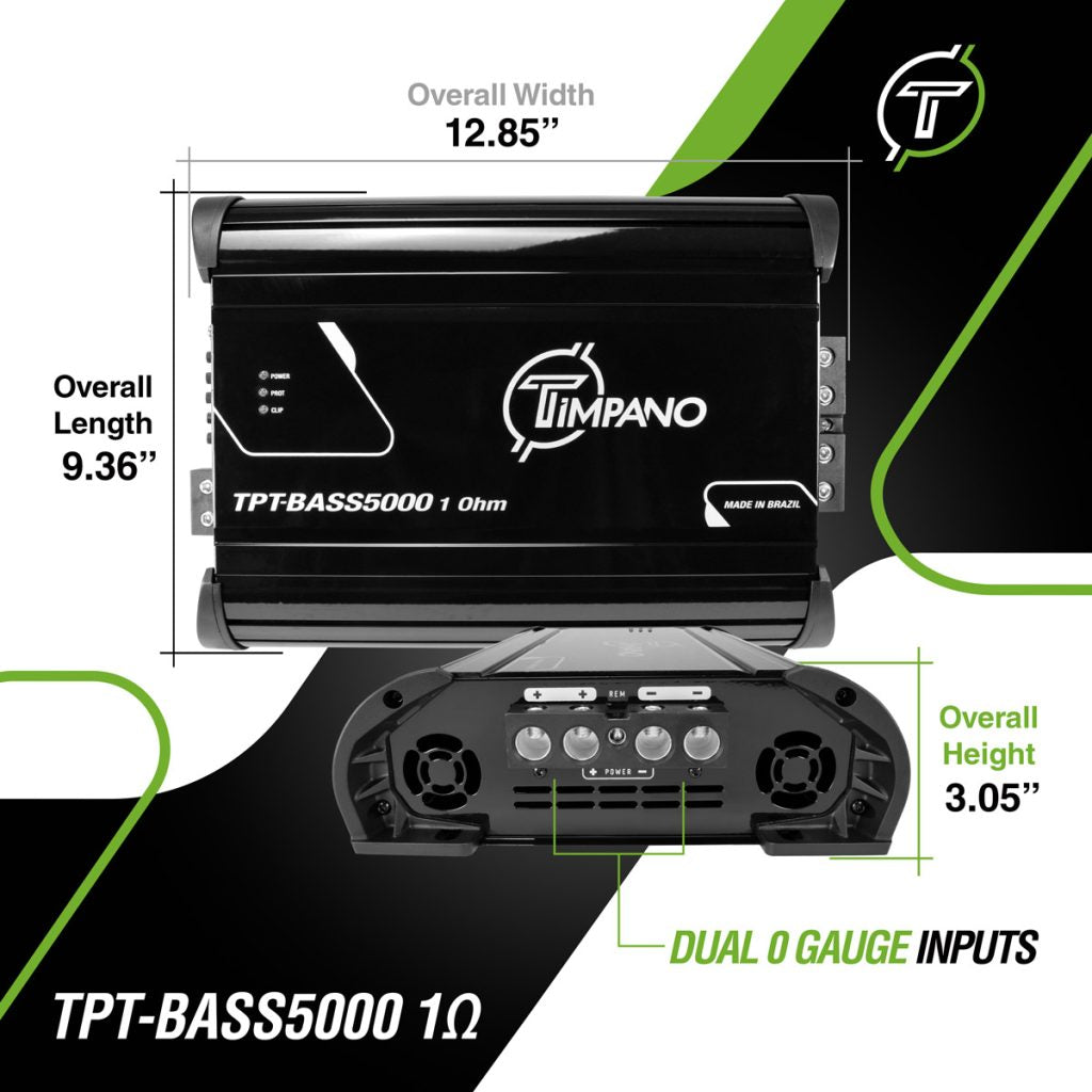 Timpano 5000 Watts Car Audio Bass Amplifier TPT-BASS5000 1 Ohm Timpano