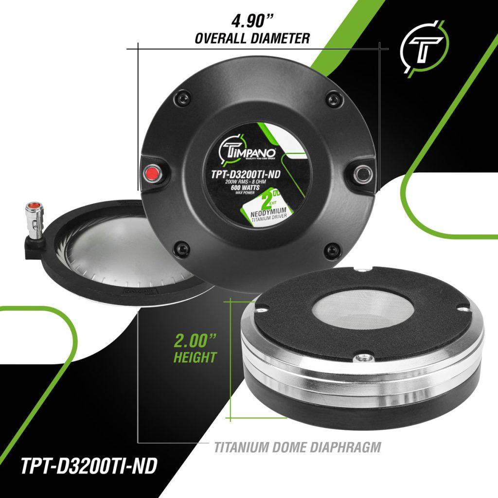TIMPANO TPT-D3200TI-ND 2″ Exit Neodymium Titanium Compression Driver Timpano