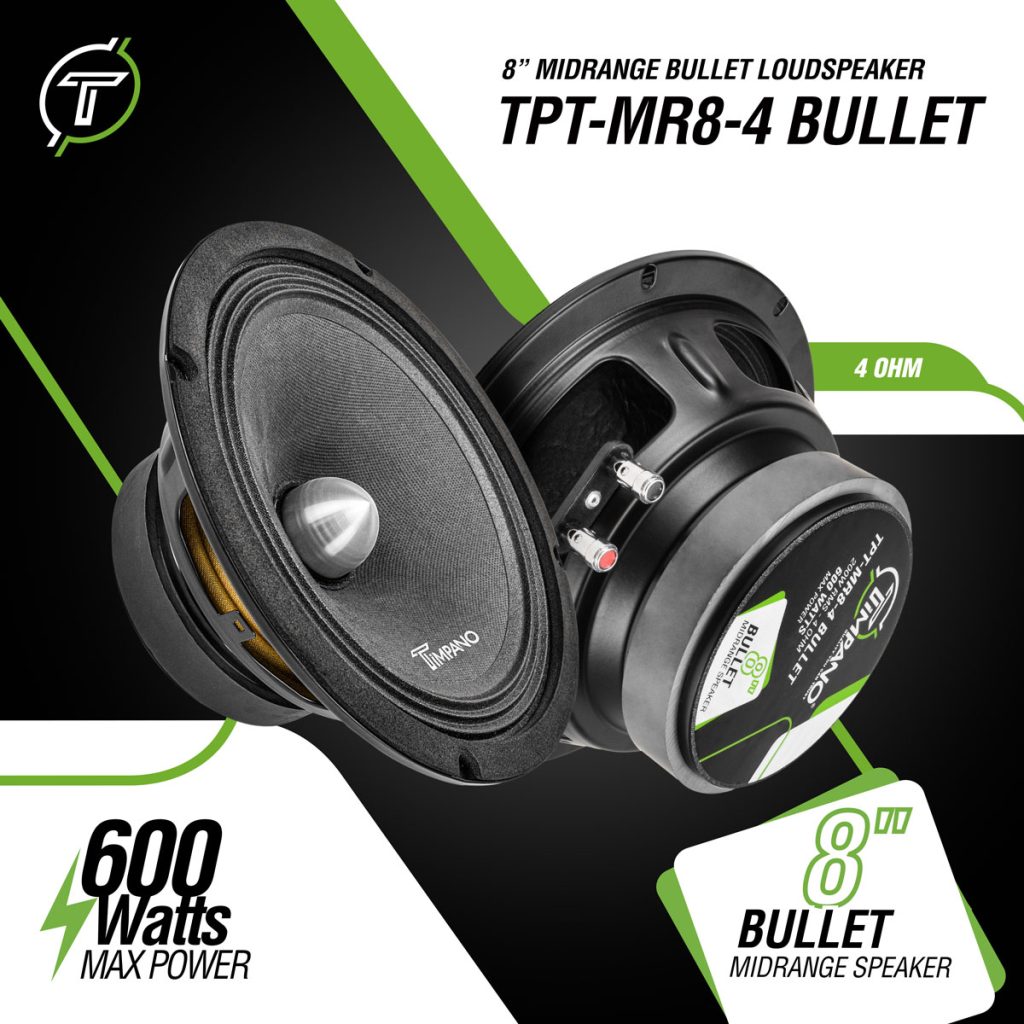 TPT-MR8-4 BULLET PRV  8″ Pro Mid Range Bullet Loudspeaker Timpano