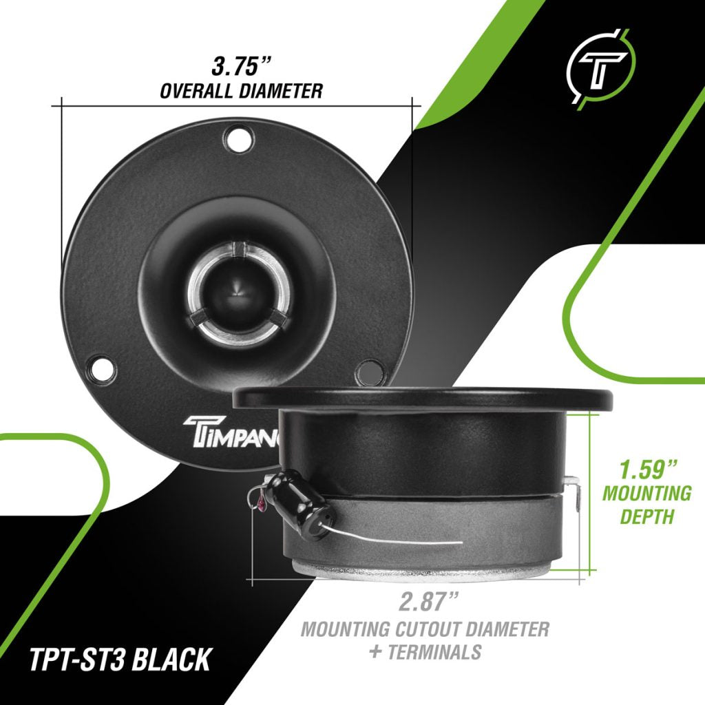 TPT-ST3 BLACK Timpano Super Bullet Tweeters 600 Watts 4 Ohm PRV