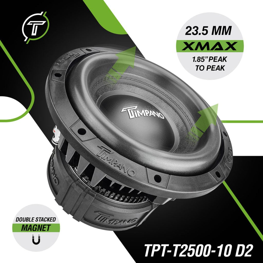TPT-T2500-10 D2 Timpano 10″ Subwoofer 2000 Watts Timpano