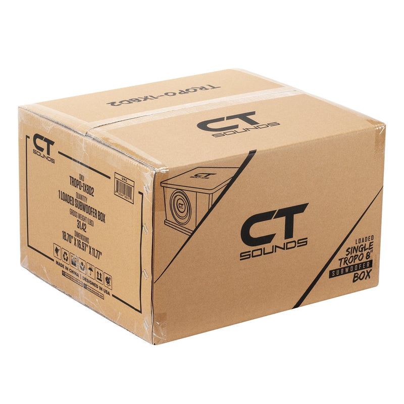TROPO-1X8D2 // Single 8” 800W Loaded Ported Car Subwoofer Box CT Sounds