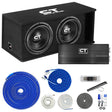 Dual 12" 2600W Complete Bass Package w/ Sub Box, Amp, & Wiring Kit CT Sounds