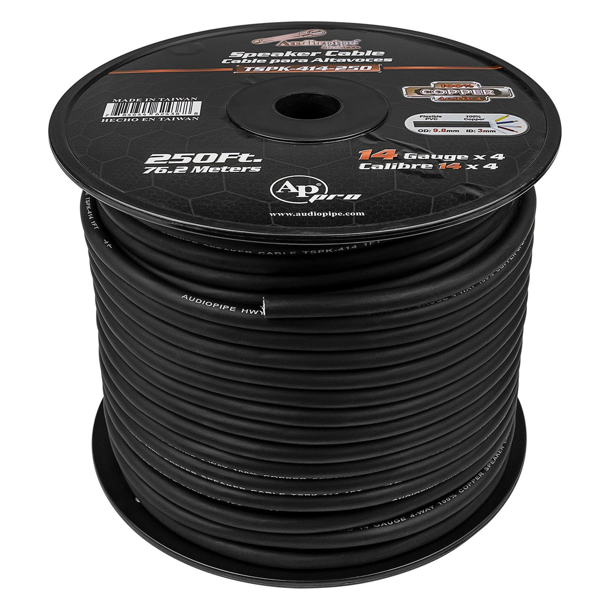 250Ft Speaker Cable, 14 AWG, 4 Conductors (TSPK-414-250) Audiopipe