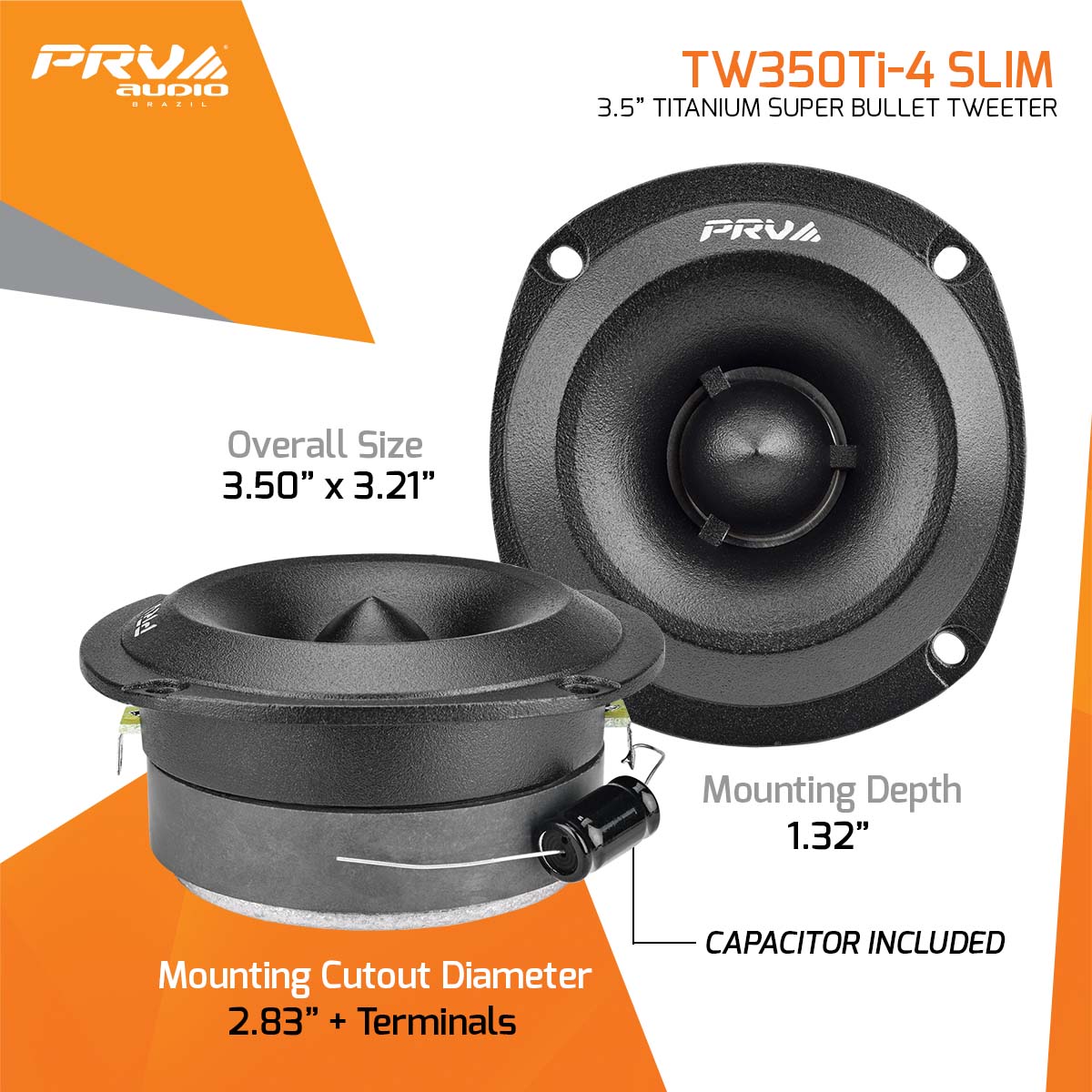 PRV Audio TW350Ti-4 SLIM 3.5" 120W RMS Super Bullet Tweeters (Pair) PRV Audio