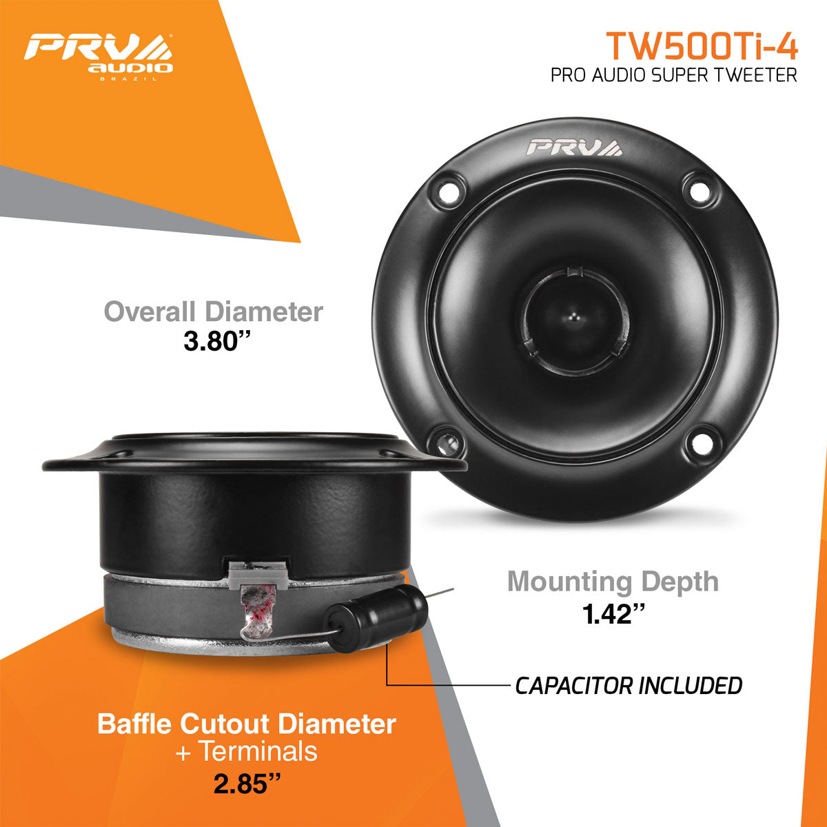 PRV Audio Bundle (2) 6MR420-4 6.5" Midrange Speakers & (2) TW500Ti-4 Pro Tweeters PRV Audio