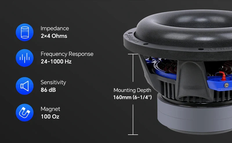 Audiopipe TXX-BDD2-10 | 10” 700W RMS Double Stack High Power Subwoofer DVC Audiopipe