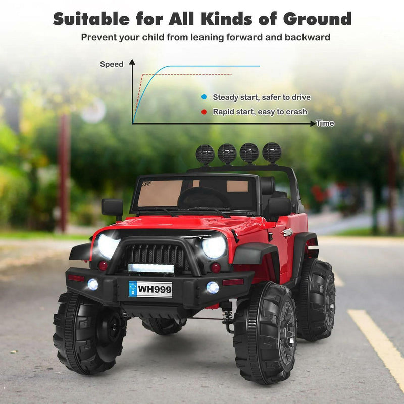 2-Seater Battery-Powered Jeep Car for Kids with Parental Remote Control - Red