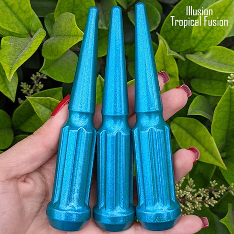 32 Pc 14x1.5 7-Spline Spike Lug Nuts 4.5" Tall - Powder Coated + Key Socket