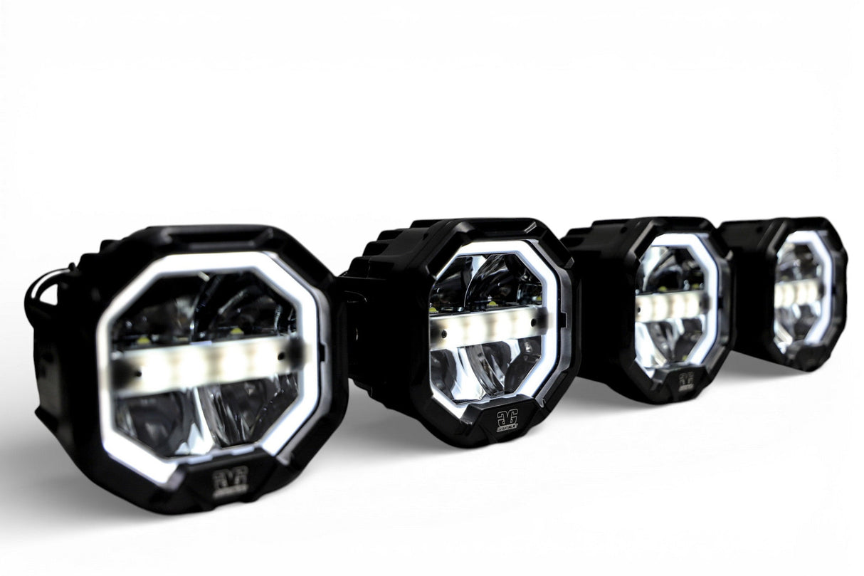 3 Light U-Con Interlocking Off Road LED Pod With Amber or White DRL Running Light GGLighting