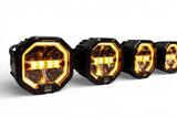 6 Light U-Con Interlocking Off Road LED Pod With Amber or White DRL Running Light GGLighting