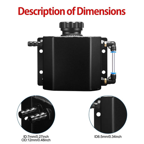 Universal Coolant Reservoir Tank Coolant Overflow Tank Reservoir Expansion 1L Flashark