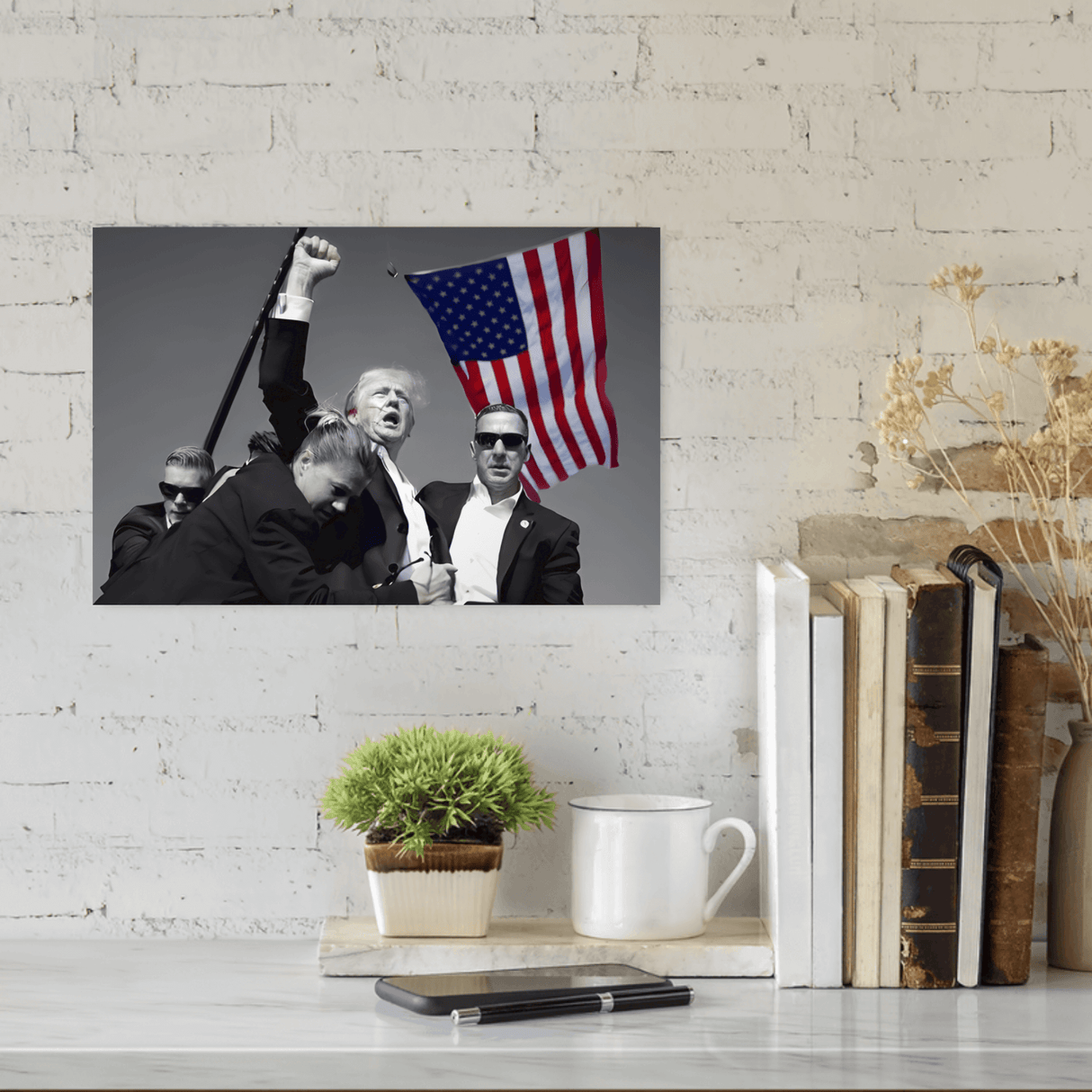 Trump Black & White Rally Metal Sign