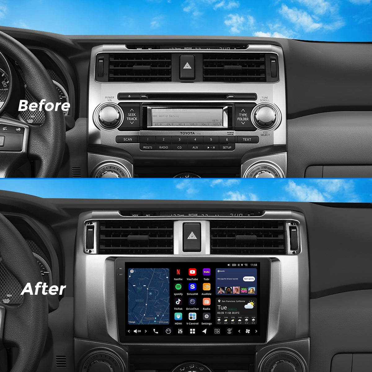 VISION 9" Custom-Fit Car Stereo for Toyota 4Runner 2010-2019