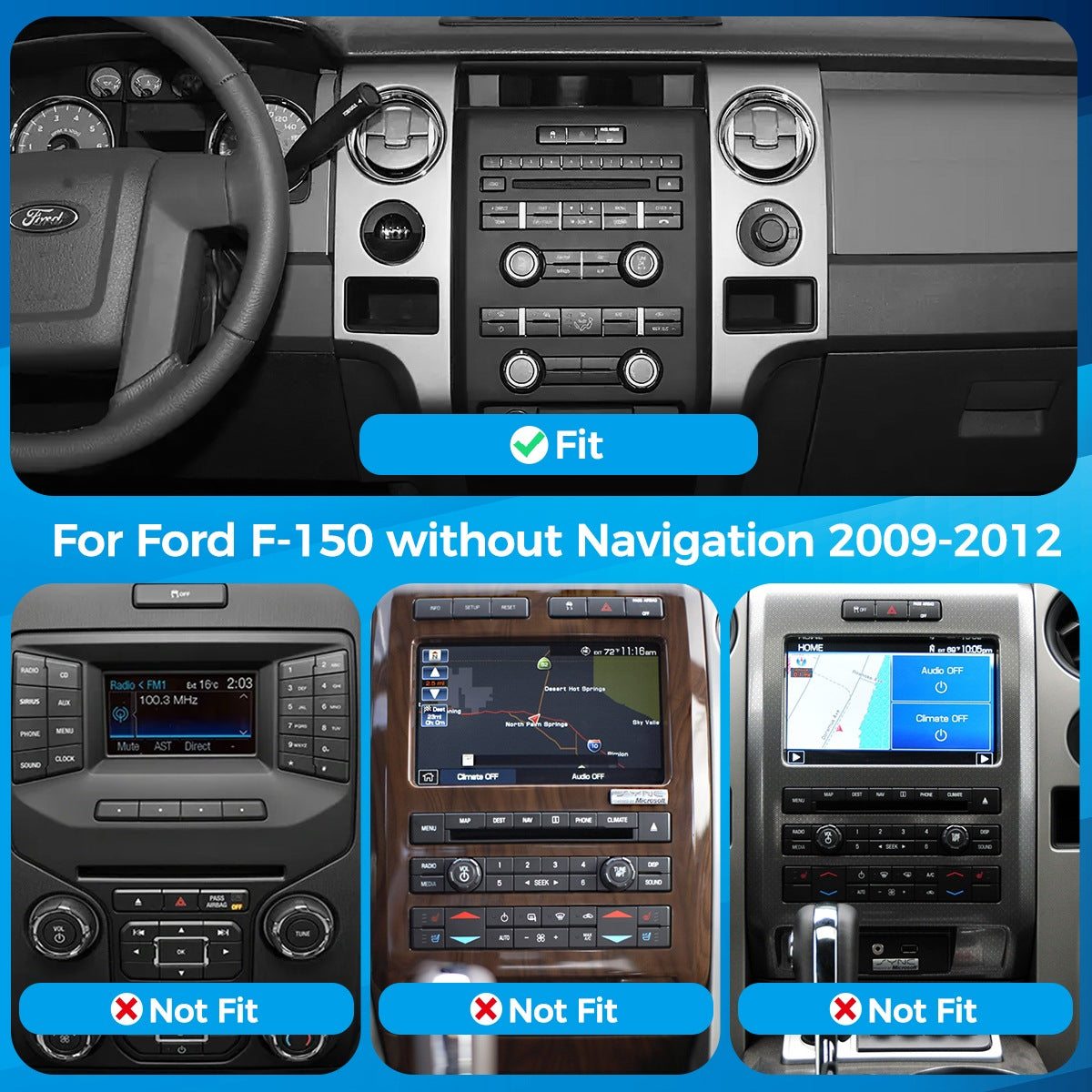 VISION 9" Custom-Fit Car Stereo for Ford F-150 2009-2012 without Factory Navigation