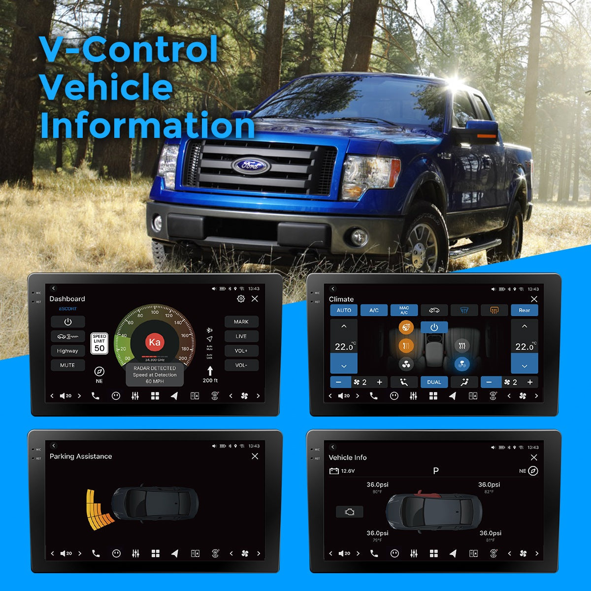 VISION 9" Custom-Fit Car Stereo for Ford F-150 2009-2012 without Factory Navigation