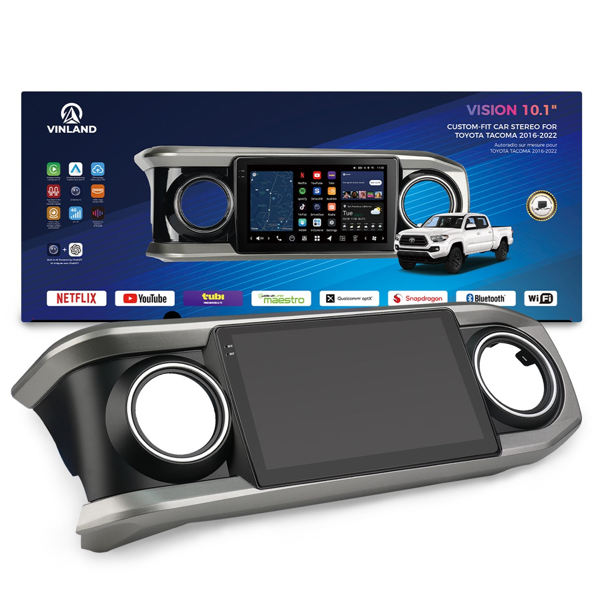 VISION 10" Custom-Fit Car Stereo for Toyota Tacoma 2016-2023
