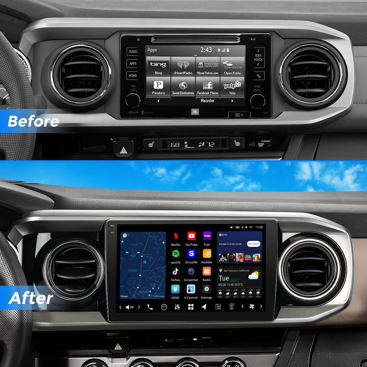 VISION 10" Custom-Fit Car Stereo for Toyota Tacoma 2016-2023