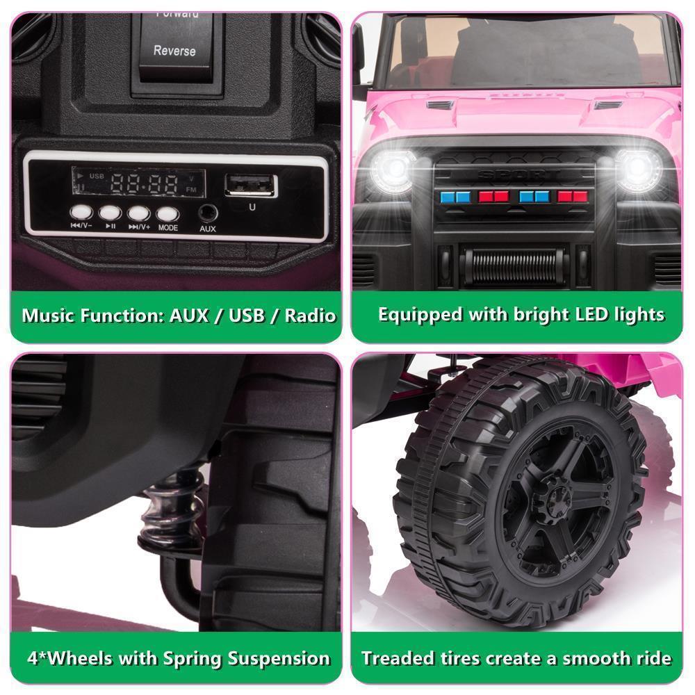 Electric Ride-On Car Truck for Kids with MP3, LED Lights, and Remote Control - 3 Speed Options