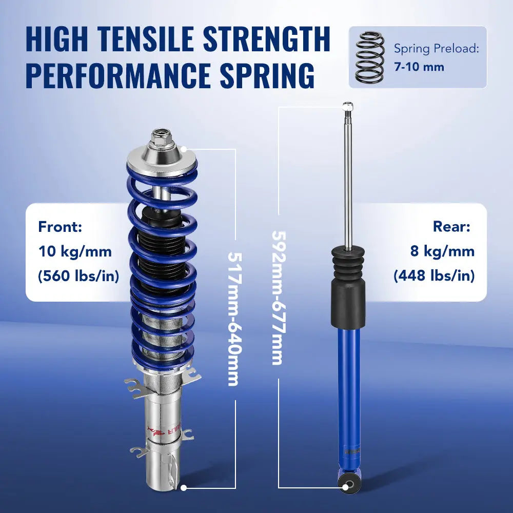 Coilover Suspension Kit 4PCS for 1997-2006 VW Golf 4/Bora/Variant - FWD High Performance Struts Flashark