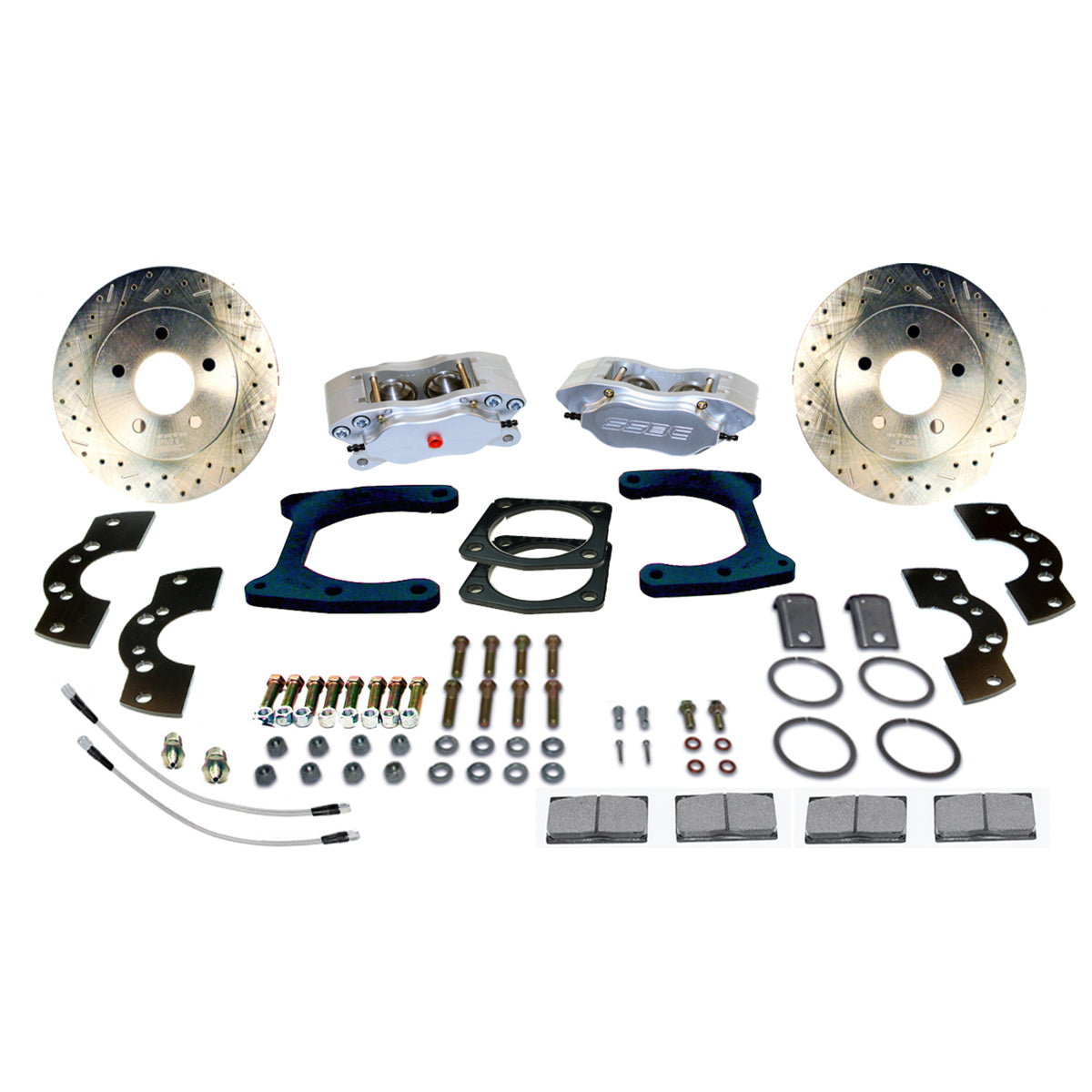 American Made Comp S 4-Piston Billet Aluminum Rear Disc Brake Kit W/DS Rotors. Clear W111-36