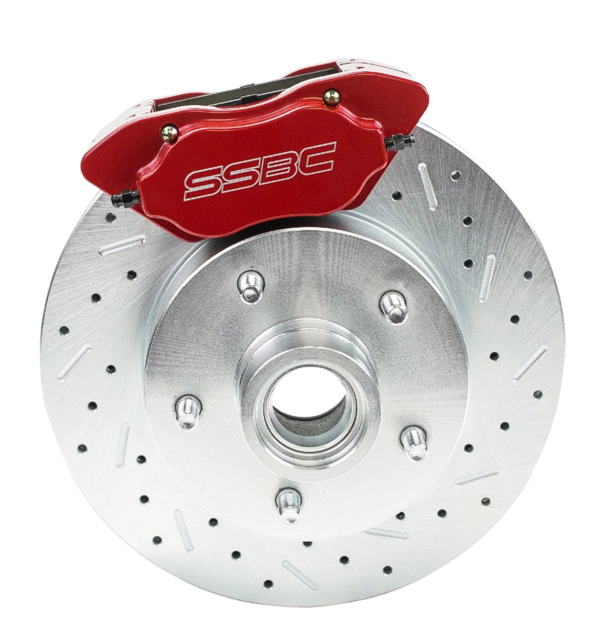 American Made Comp S 4-Piston Billet Aluminum Front Drum to Disc Brake Conversion Kit W/Rotors. Red W154-8R