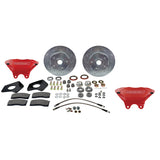 American Made Comp S 4-Piston Billet Aluminum Front Drum to Disc Brake Conversion Kit W/Rotors. Red W156-6R