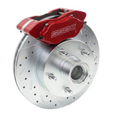 American Made Comp S 4-Piston Billet Aluminum Front Drum to Disc Brake Conversion Kit W/Rotors. Red W156-6R