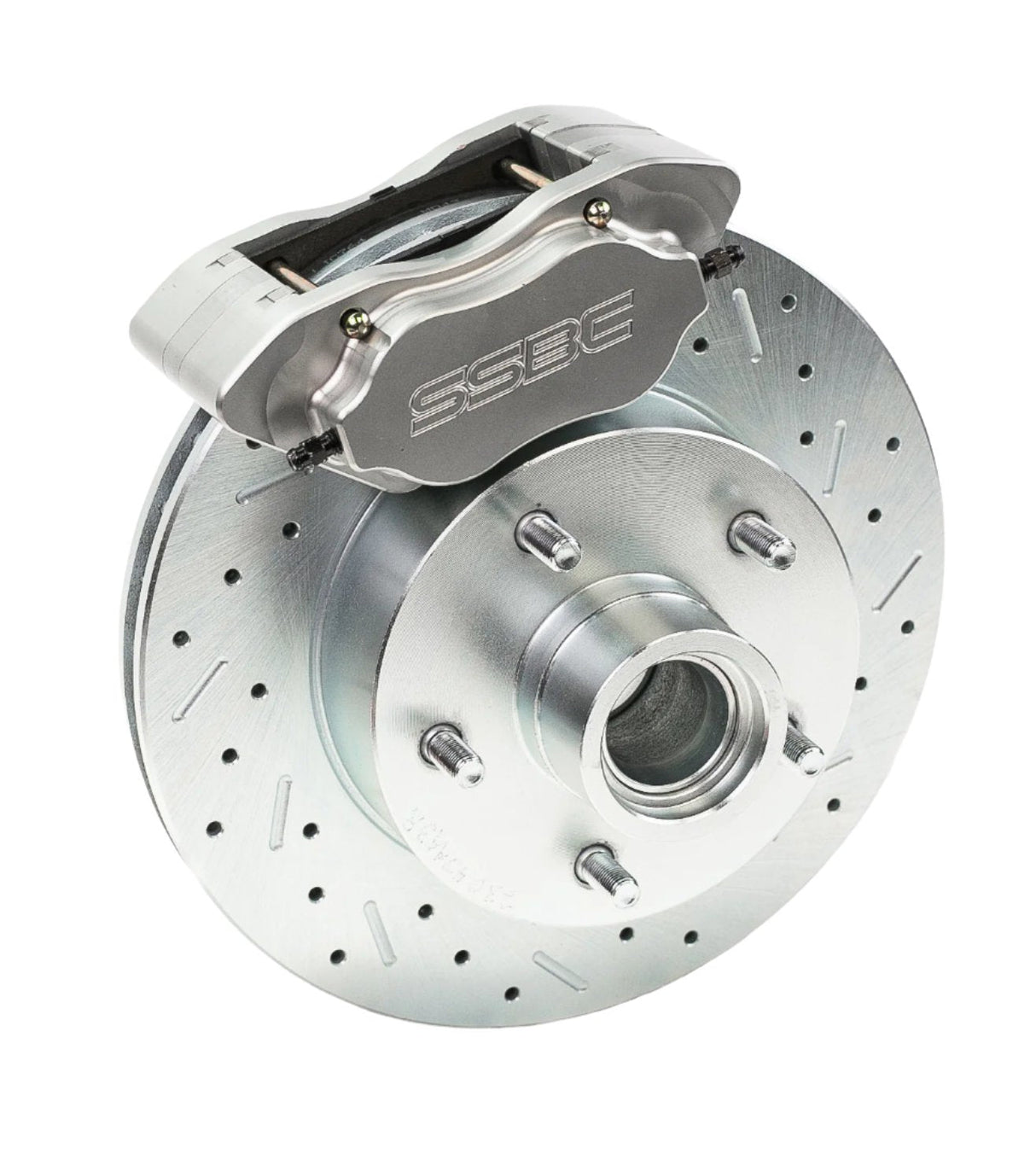American Made Comp S 4-Piston Billet Aluminum Front Drum to Disc Brake Conversion Kit W/Rotors. Clear W156-7