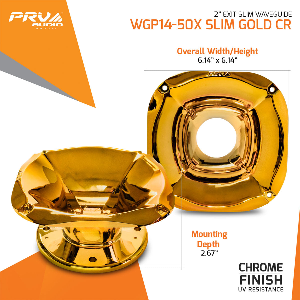 PRV Audio WGP14-50X Slim Gold Waveguide 2 Inch Bolt-on