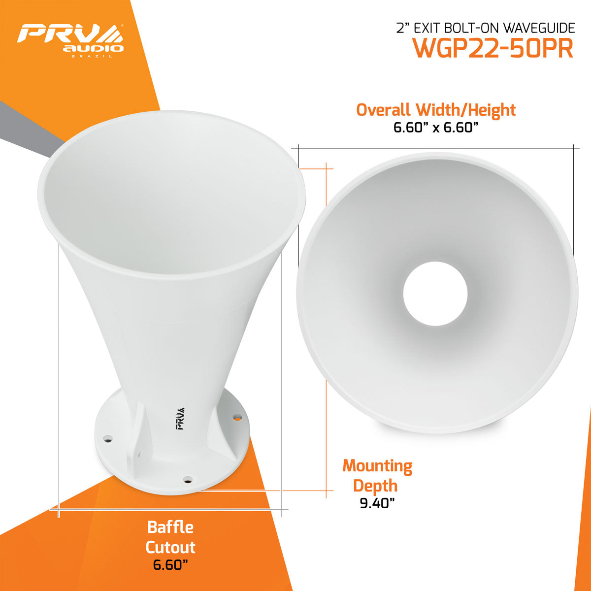 PRV Audio WGP22-50PR 2-inch Exit Waveguide Bolt-on White