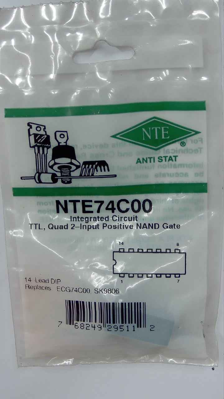 NTE74C00 IC CMOS QUAD 2 Input Positive Nand Gate 14-Lead DIP NTE