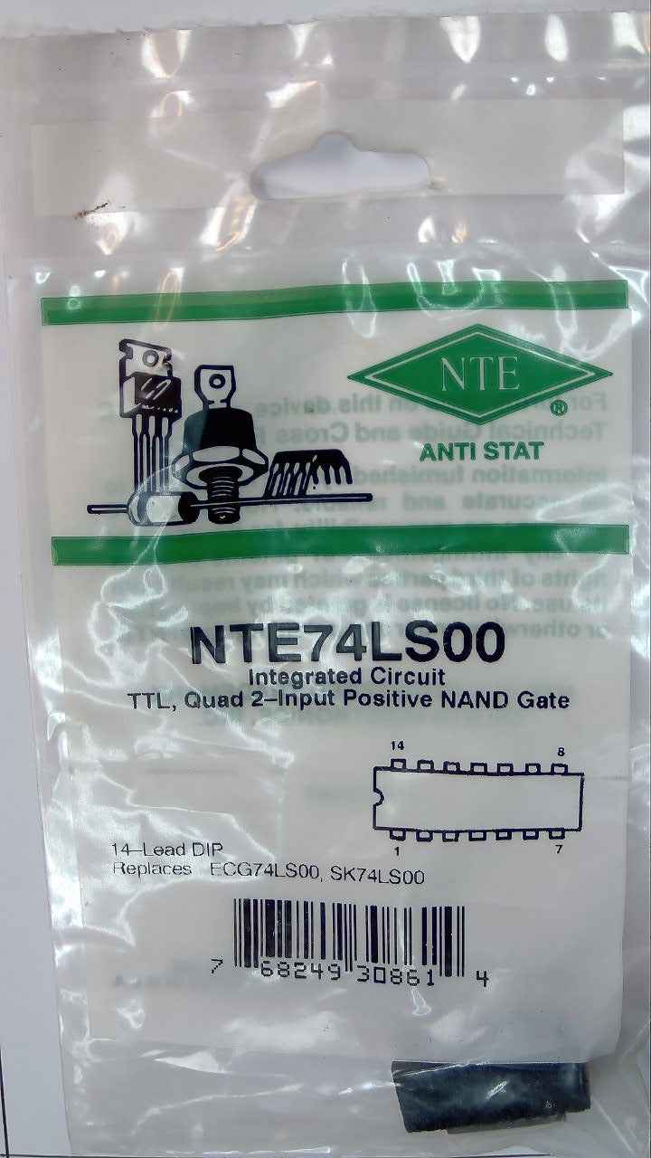 NTE74LS00 IC TTL, Quad 2-Input Postive NAND Gate NTE