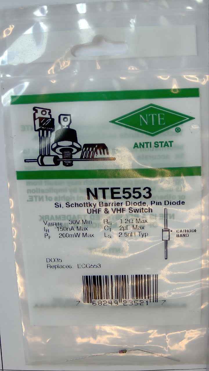 NTE553 Schottky Barrier Diode, PIN Diode UHF & VHF Switch NTE